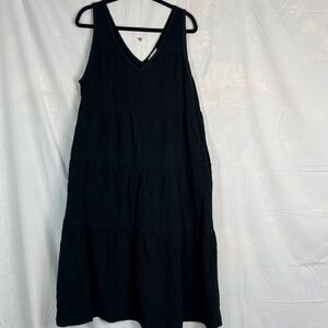 Marine Layer Black V-Neck Tiered Maxi Dress